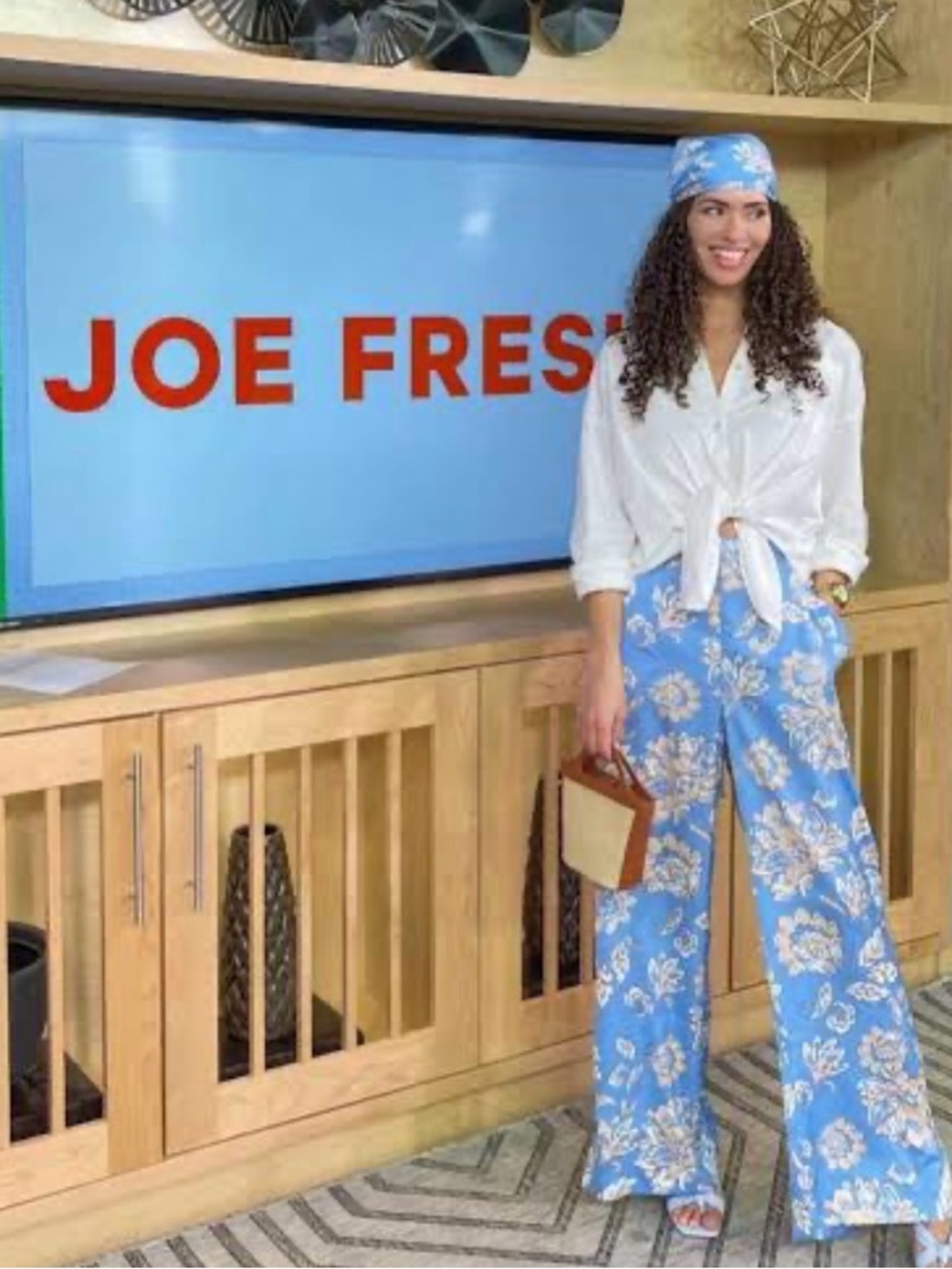 Joe Fresh Roxy Earle Collection Blue Floral Wide-Leg Pants